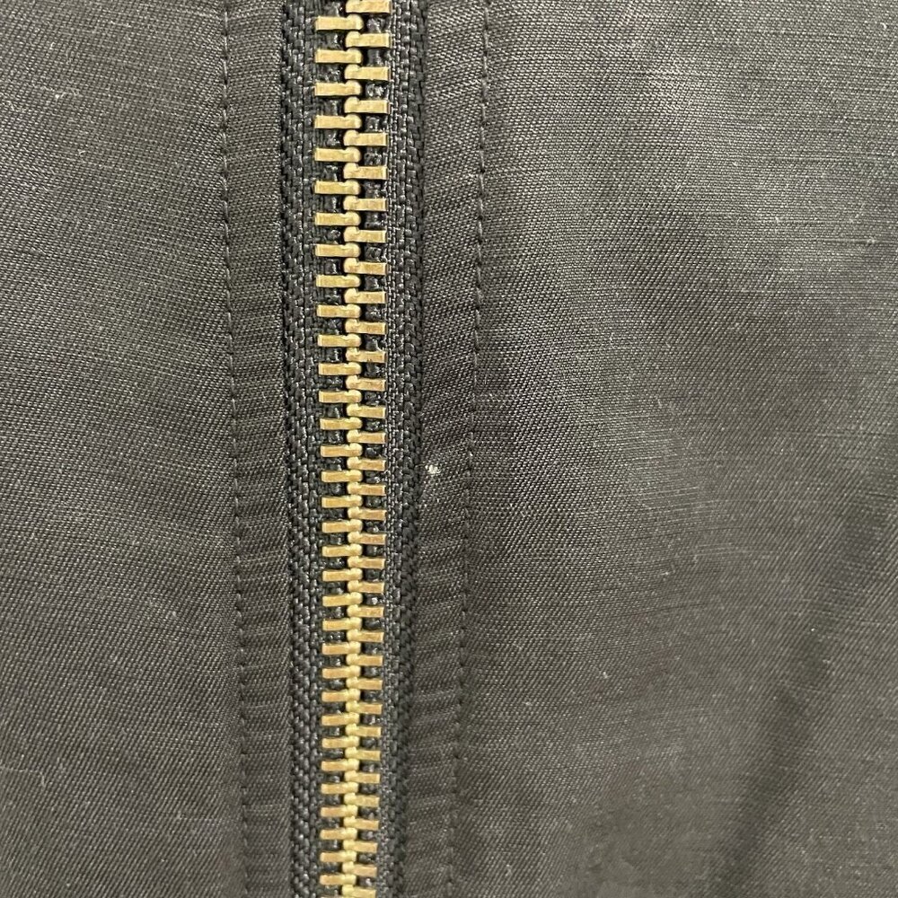 VINCE Linen Wool Blend Crop Bomber Jacket Pockets Classic Black size Large - Picture 8 of 11